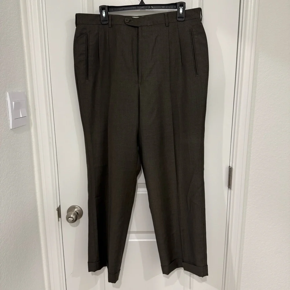 Andrew Fezza Fusion Super Luxury Wool Suit Taupe Gray Size 42R Pants 36 Waist